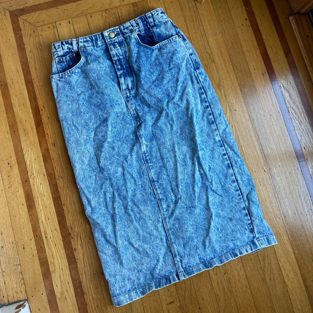 Vintage Candie’s Acid Wash Denim Midi Skirt